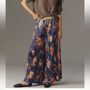 Floral Navy Wide-Leg Pants
